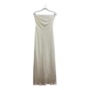 NWT Abercrombie & Fitch Satin Maxi Slip Dress Small Ivory Detachable Straps